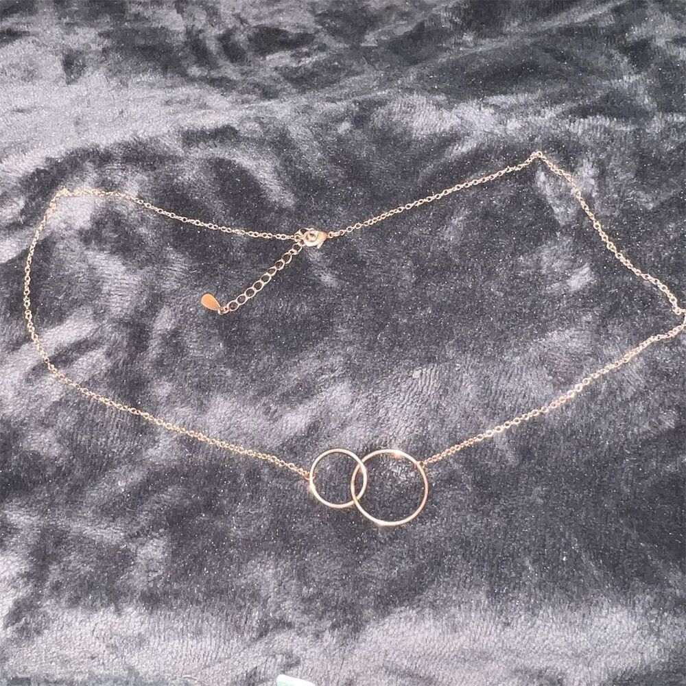 Rose Gold Interlocking Circles Necklace Adjustable Chain